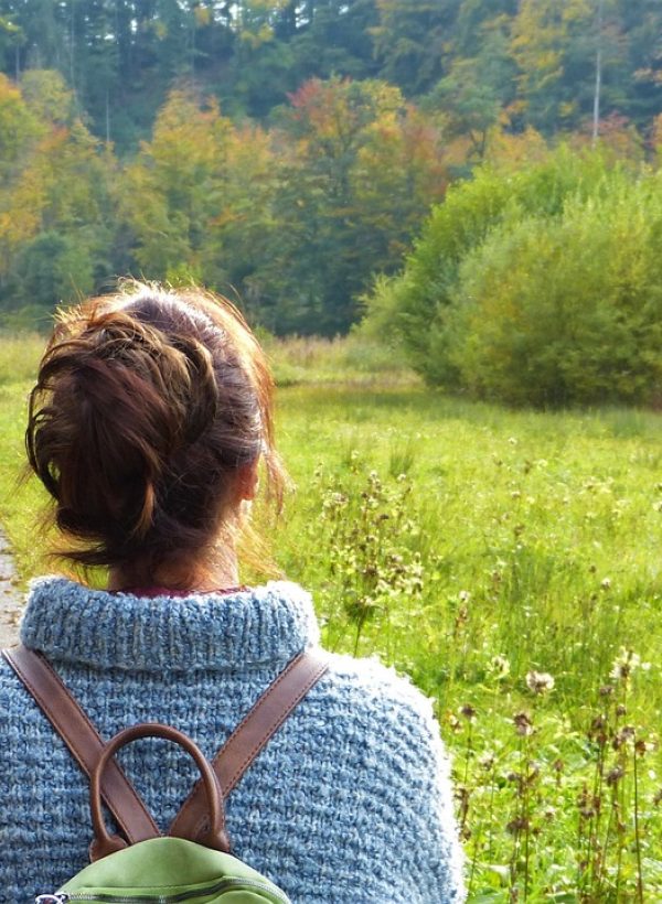 woman, path, nature